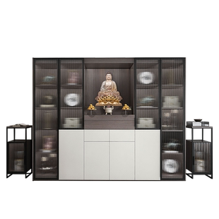 北欧轻奢佛龛家用玻璃门神龛立柜财神爷供桌观音坐台菩萨神台柜子