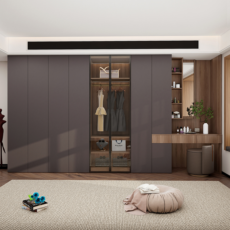 意式轻奢简约衣柜带梳妆台一体柜