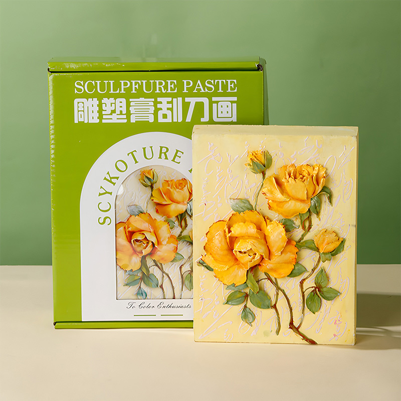 雕塑膏浮雕绘画材料刮刀肌理画DIY手工材料包立体装饰画颜料套装图片