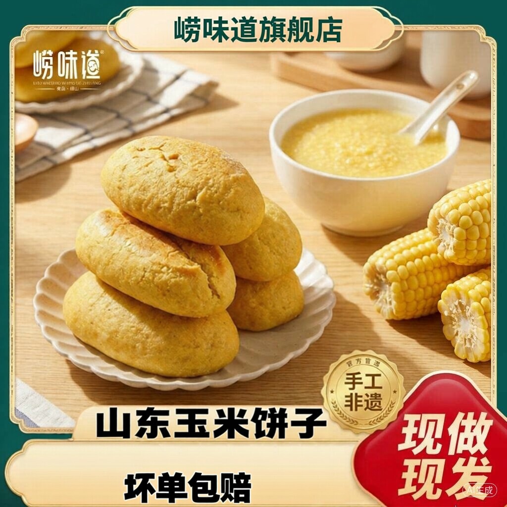 崂味道青岛非遗王哥庄铁锅馒头玉米饼子儿童营养主食粗粮早餐特产