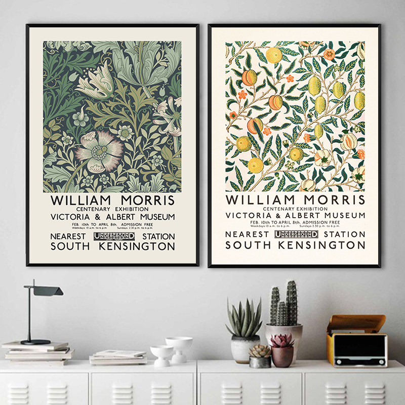 威廉莫里斯 william morris版画小众艺术装饰画维多利亚风格挂画