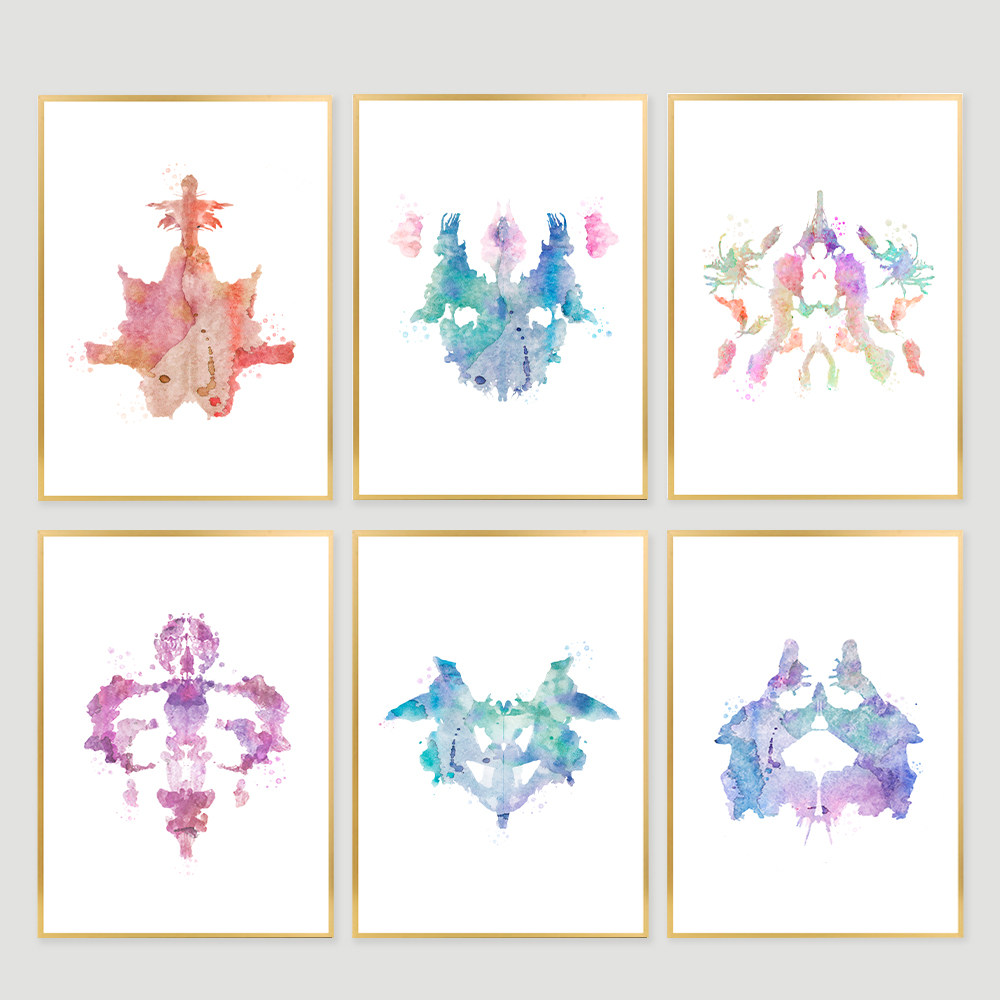 心理咨询室墙布置装饰画心理辅导室罗夏墨迹测验图墙画心理学挂画