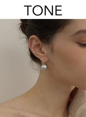 TONE 经典大珍珠耳夹蚊香盘高级感百搭气质优雅无耳洞女纯银耳钩