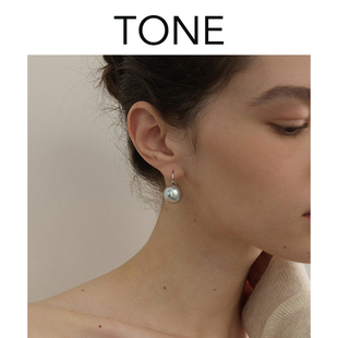 TONE 经典大珍珠耳夹蚊香盘高级感百搭气质优雅无耳洞女纯银耳钩