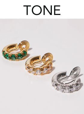 TONE锆石镶钻耳圈耳夹蚊香盘高级感简约秋冬时髦欧美叠戴无耳洞女
