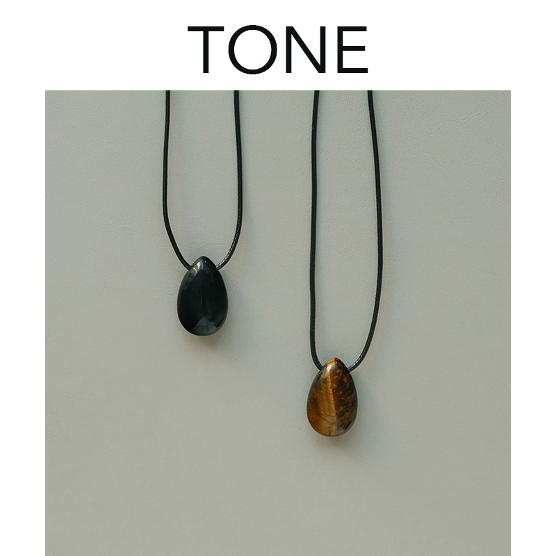 TONE定制水滴天然石皮绳长项链