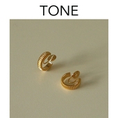 TONE绸缎光泽金色耳夹蚊香盘高级感简约法式 气质百搭无耳洞女耳钉