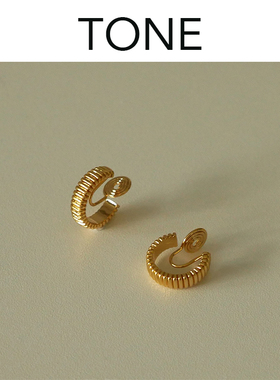 TONE绸缎光泽金色耳夹蚊香盘高级感简约法式气质百搭无耳洞女耳钉
