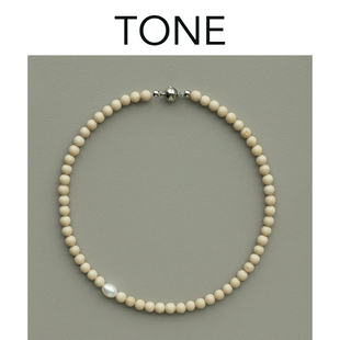 TONE天然白化石珍珠项链法式百搭韩系气质温柔百搭高级感叠戴颈链