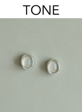 TONE 天然白玉髓椭圆耳夹蚊香盘高级感简约新中式国风无耳洞耳钉