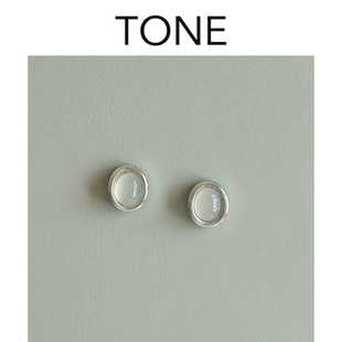 TONE 天然白玉髓椭圆耳夹蚊香盘高级感简约新中式国风无耳洞耳钉