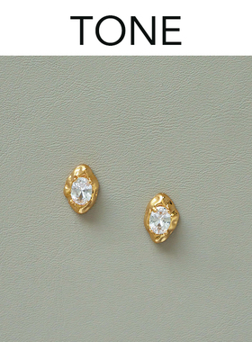 TONE金色不规则熔岩锆石耳夹蚊香盘高级感简约小众设计无耳洞耳钉