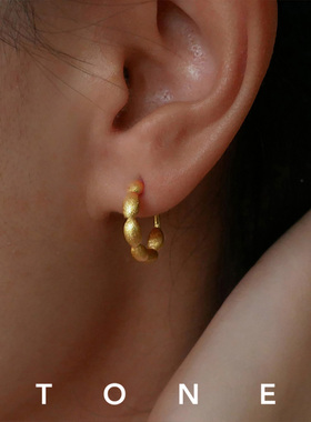 TONE 细腻拉丝金色耳圈耳夹硅胶球高级感精致百搭气质无耳洞耳钉