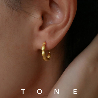 TONE 细腻拉丝金色耳圈耳夹硅胶球高级感精致百搭气质无耳洞耳钉
