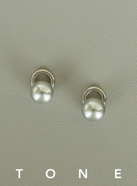 TONE银灰色水晶珍珠耳夹硅胶球高级感百搭清冷通勤气质无耳洞耳钉