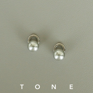 TONE银灰色水晶珍珠耳夹硅胶球高级感百搭清冷通勤气质无耳洞耳钉