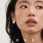 TONE5A锆石水晶珍珠耳夹蚊香盘高级感简约气质精致优雅无耳洞耳钉