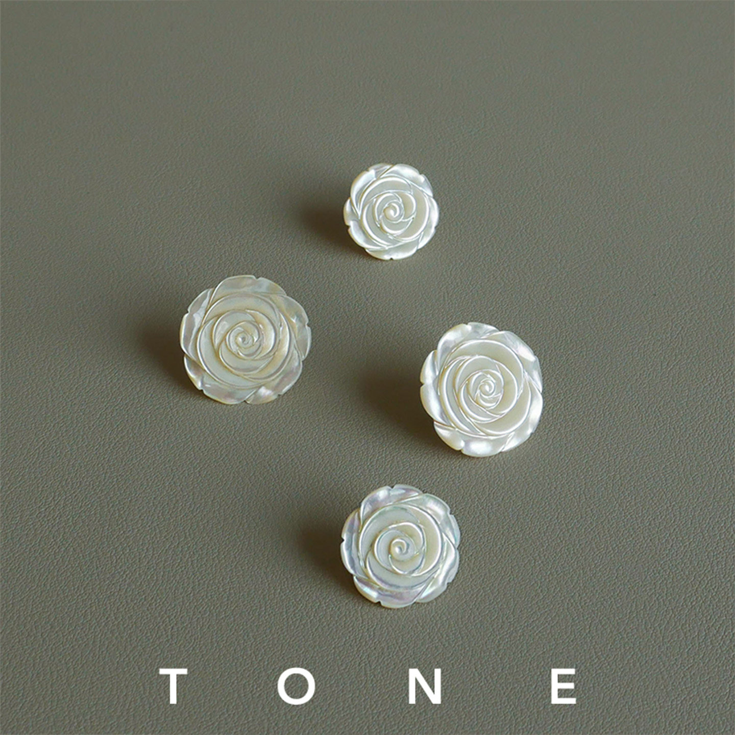TONE黑标 高品质定制纯手工精雕 流光溢彩贝母玫瑰花无痛耳夹耳钉