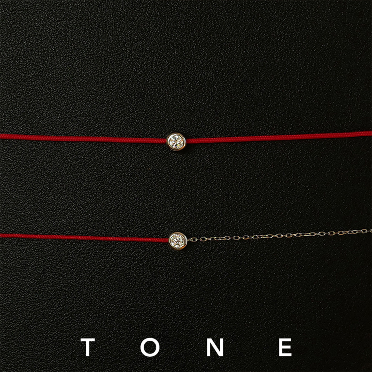 TONE莫桑钻半绳半链手链925纯银新年红绳叠戴本命年简约百搭精致