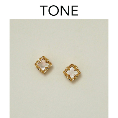 TONE四叶草天然白贝母耳夹