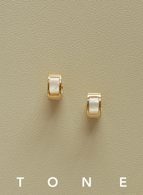 TONE天然贝母耳圈耳夹蚊香盘通勤高级感简约气质精致法式无耳洞女