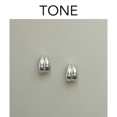 TONE银色波浪耳圈耳夹