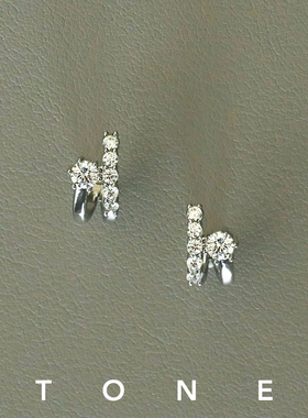 TONE 5A超闪钻圈耳夹蚊香盘百搭简约气质精致小众设计无耳洞耳钉