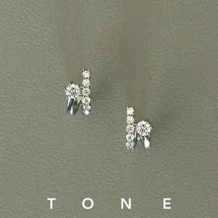 TONE 5A超闪钻圈耳夹蚊香盘百搭简约气质精致小众设计无耳洞耳钉