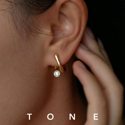 TONE 旋转锆石钻耳圈耳夹硅胶球高级感简约小众气质无耳洞女耳钉