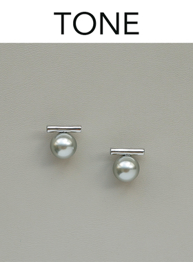 TONE线条银灰色珍珠耳夹蚊香盘高级简约清冷气质百搭无耳洞女耳钉