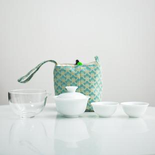 旅行茶具快客杯收纳包德化白瓷户外露营旅游手提袋茶具套装 便携式
