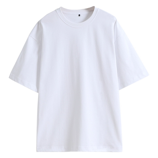 宽松t恤定制中袖落肩纯棉工作服订做团体文化衫重磅短袖班服印图