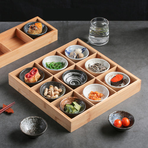 九宫格盘瓷大众四方盘日式14英寸