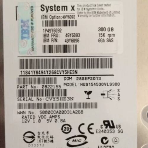 盒包 49Y6092 49Y6093 300GB 15K 3.5 SAS 3650M4 服务器硬盘议价