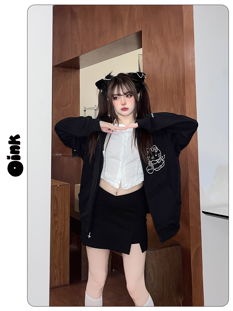 hellkitty地狱凯蒂猪甜辣v腰性感修身显瘦开叉包臀半身裤裙