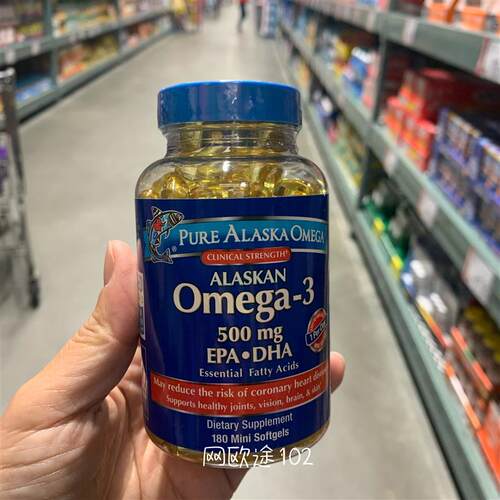 美国直邮Pure Alaska野生阿拉斯加鱼油迷你软胶囊180粒Omega3 DHA