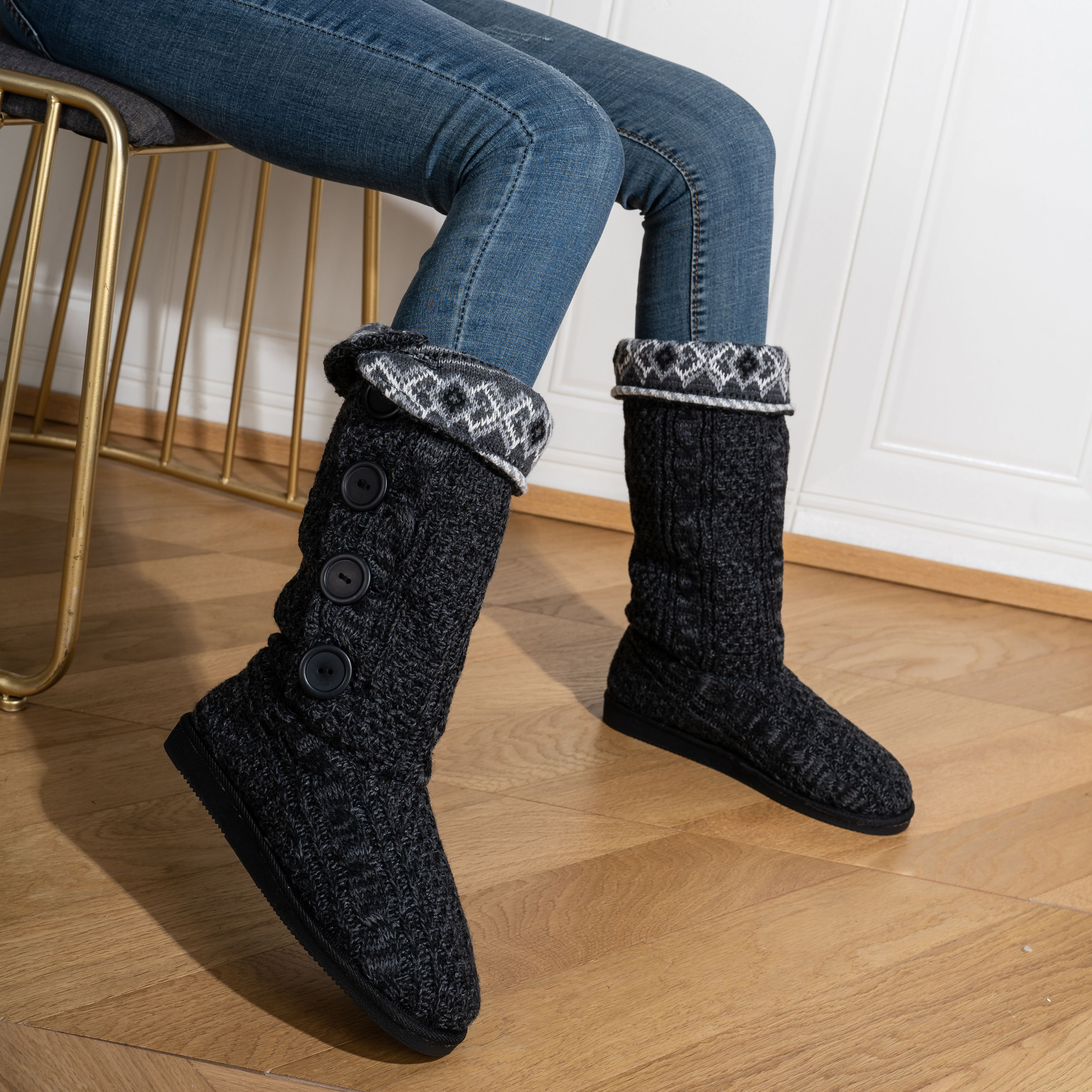 外贸品女士秋冬保暖棉靴洋气废土风复古风长筒靴子加厚款