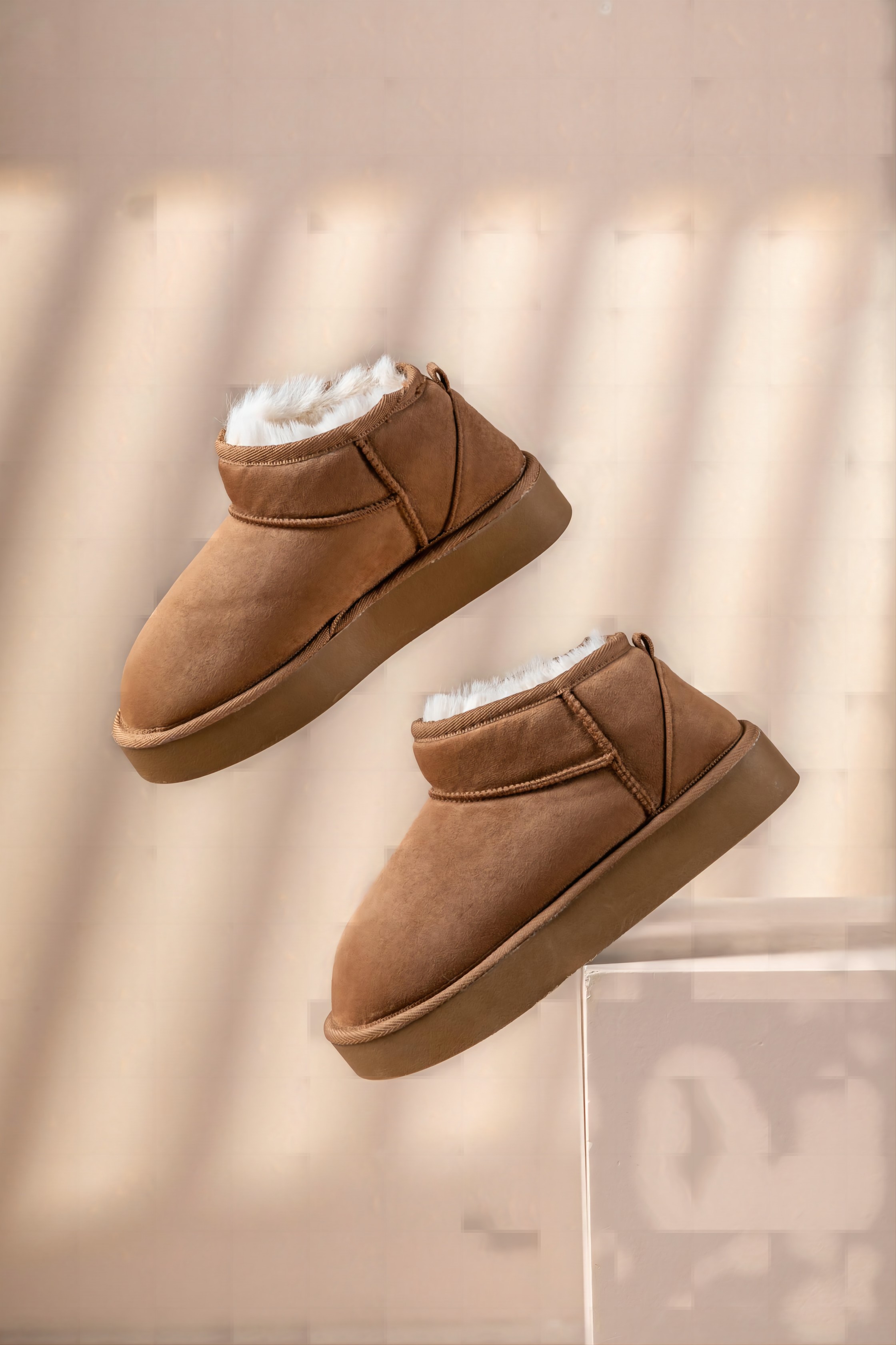 冬季新款周冬雨同款厚底增高雪地靴女低帮加绒加厚厚底短靴保暖棉