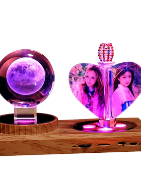 红颜一笑水晶玻璃蓝牙连接发光