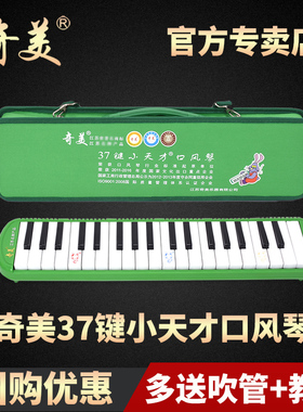 奇美小天才口风琴37键学生用初学者儿童32键小明星美女QM37A绿色