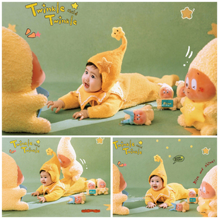 百天星星人主题摄影服装黄色哈衣星星人玩偶道具影楼写真照艺术照