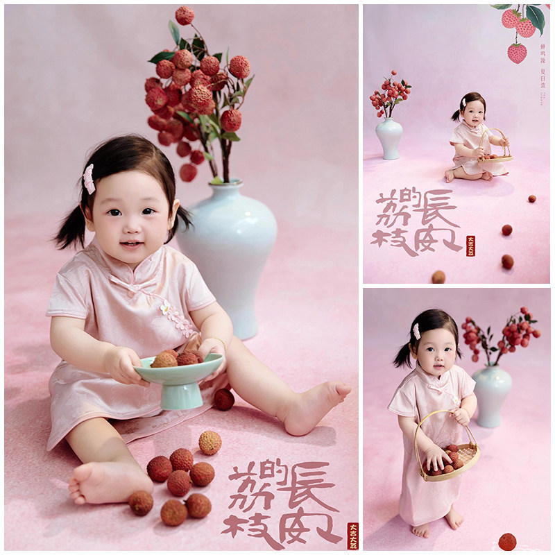 粉色旗袍长安的荔枝主题写真照图片