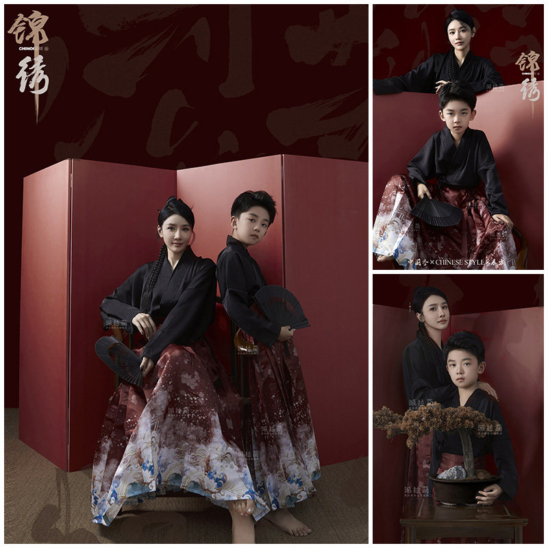儿童摄影服装亲子装马面裙拍照