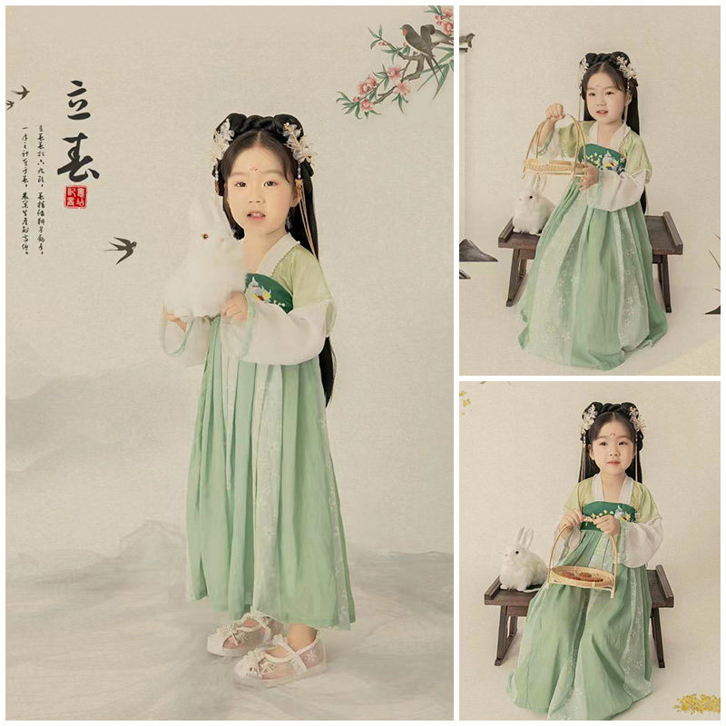 新款1-12岁女童古风艺术照中国风主题影楼拍照道具儿童摄影服装