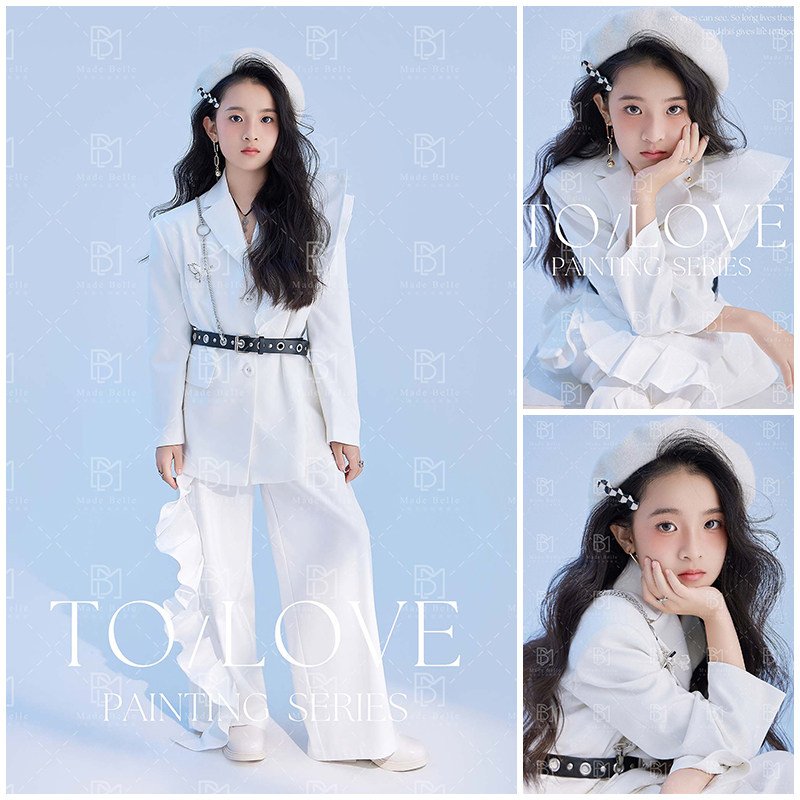 儿童摄影服装9岁-12岁女孩拍照衣服潮童女孩走秀演出服影楼艺术照