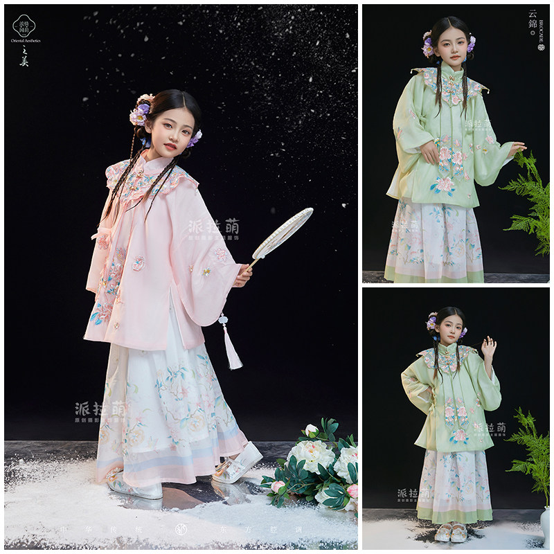 新中式国风汉服拍照衣服女童古风超仙儿明制连衣裙儿童摄影服装