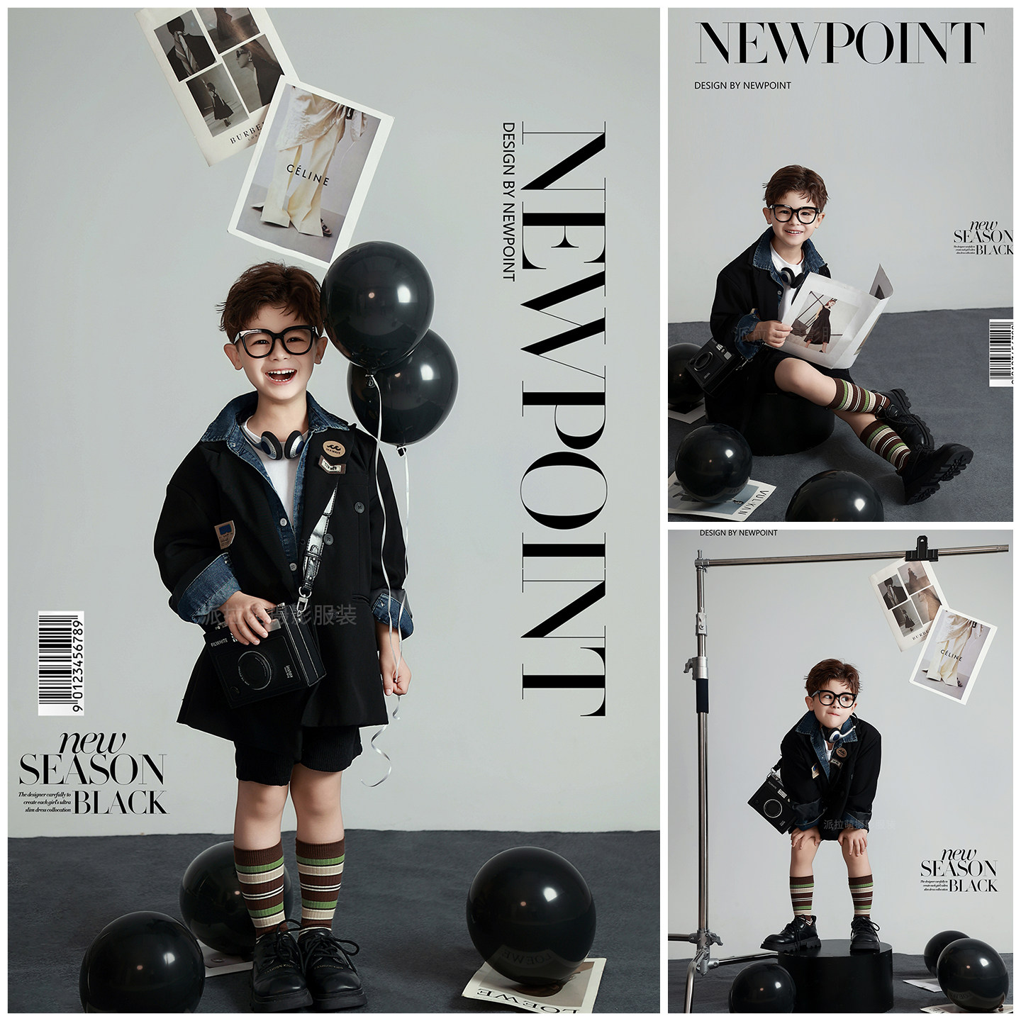 儿童摄影服装超帅的韩系男孩拍照衣服道具杂志风影楼写真照艺术照