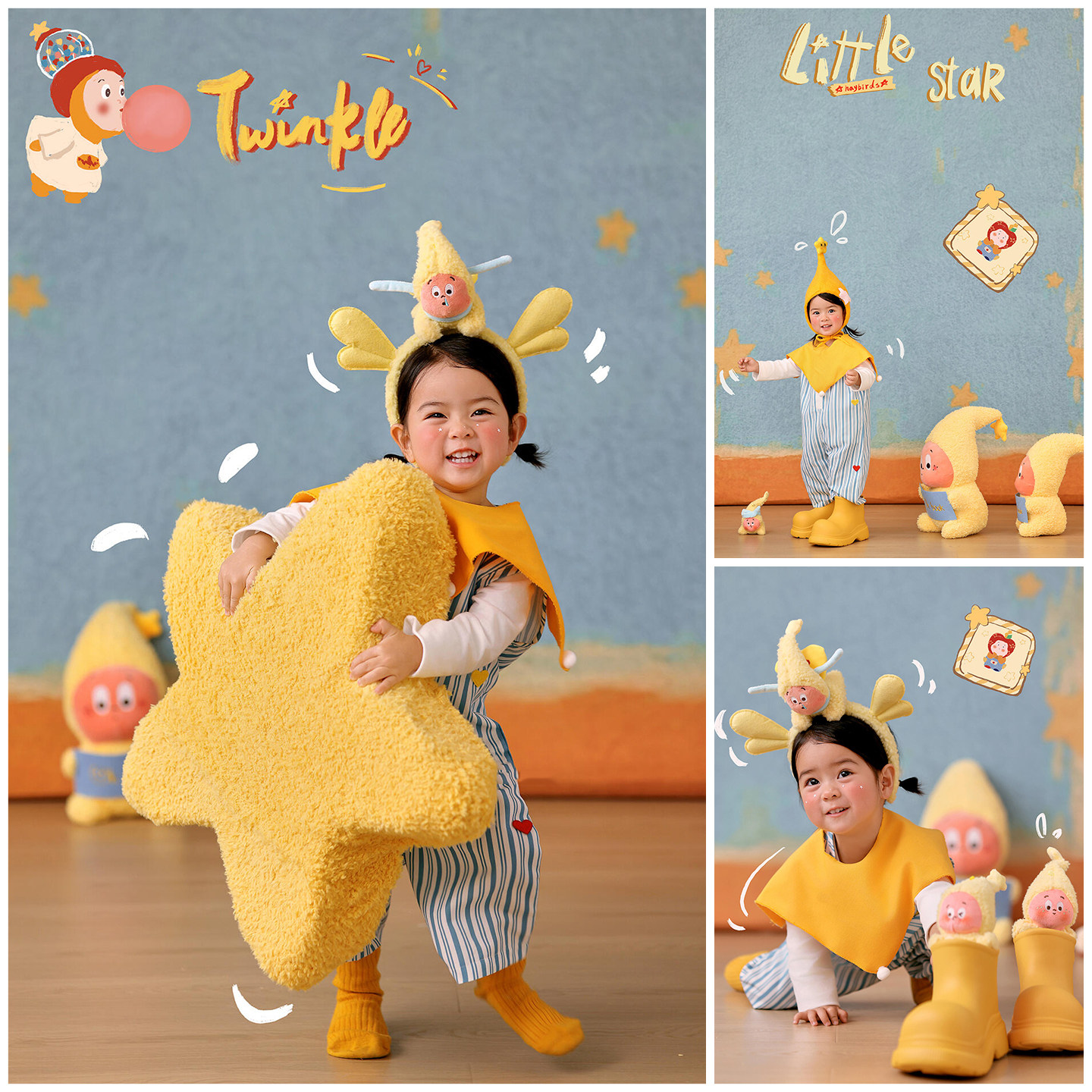 条纹星星人主题摄影服装1岁-8岁宝宝拍照衣服玩偶道具影楼写真照