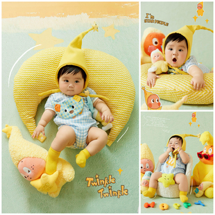 儿童摄影服装黄帽星星人主题宝宝百天照周岁照拍照衣服道具写真照