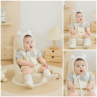 儿童摄影服装道具小熊纪实风主题宝宝百天照周岁照拍照衣服影楼